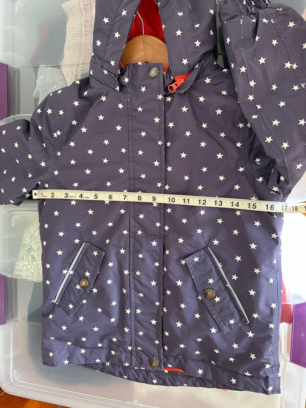 Boden Girls Purple White Stars Print Hooded Winter Jacket Size 7-8 Years